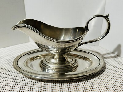 Vtg Alpacca Silber Gravy Boat with Attached Base Plate