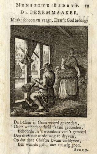 Antique Profession Print-BROOM MAKER-BROOKS-Luyken-1704 - Picture 1 of 1
