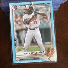 2021 Bowman Draft Baseball Donta’ Williams #431/499 Sky Blue Paper