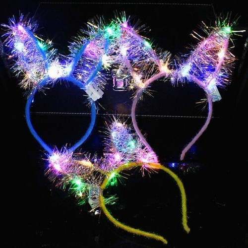 LED Light Up Bunny Ear Headband Rabbit Ears Flashing Hair Hoop 8pcs - 第 1/11 張圖片