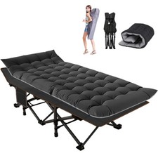 H&ZT Cama de Camping Plegable Resistente Cuna para Adultos con Bolsa de Transporte Colchón Bolsillo
