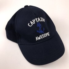 Captain Awesome Hat Blue with Blue Anchor Kids Large
