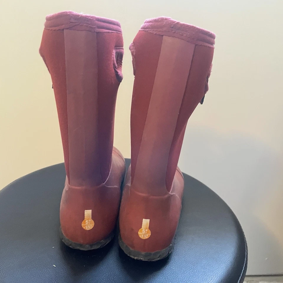 Botas de nieve BOGS K Durham lisas para jóvenes niños talla 4 rojas impermeables Foto 4 de 4