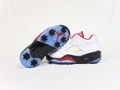 Nike Air Jordan Retro V Low White & Fire Red Golf Shoes Sz 5.5 NEW