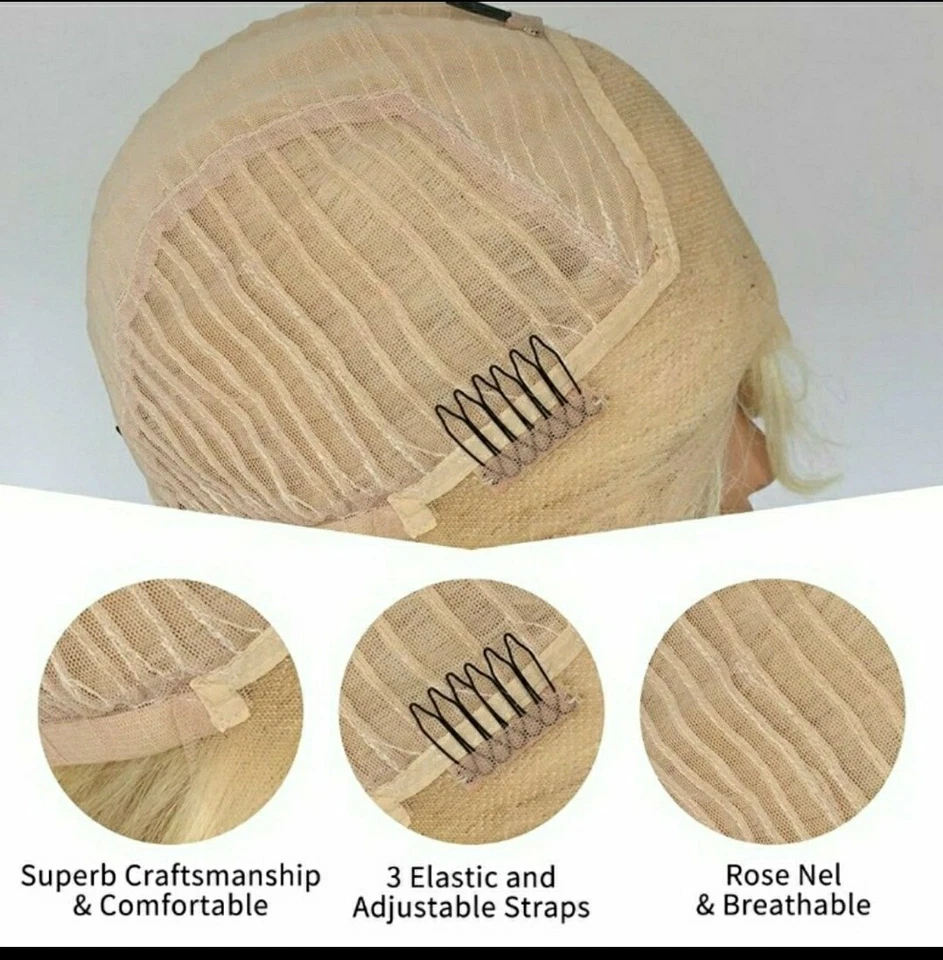 Peluca Rubia Platino - Pequeña Mezcla de Cabello Humano de Encaje Frontal Plateado Blanco Ondulado Rizado Foto 3 de 3