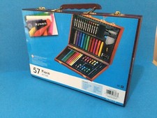 Ryman - 57 Piece art set in Wooden Box (Pens, Pencils, Crayons & Paints) New