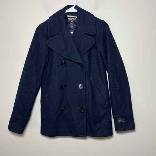 Polo Jeans Ralph Lauren Wool Pea Coat Women’s Small Double Breasted Nautical - Picture 1 of 5