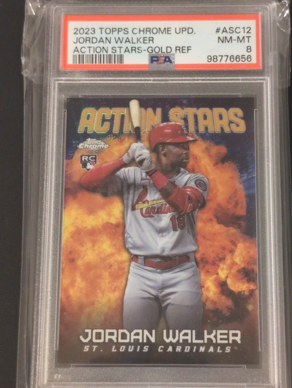 2023 Topps Chrome Update Action Stars Gold Refractor 36/50 Jordan Walker RC  PSA