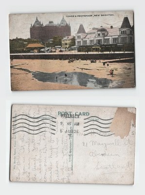 Postkarte - Turm und Promenade New Brighton 1925 POSTED