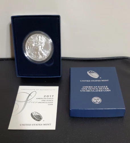 2017 W Burnished Silver Eagle OGP & COA