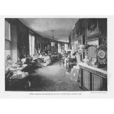 Hochzeitsgeschenke für Prinzessin Mai in der Weißen Loge - antiker Druck 1893