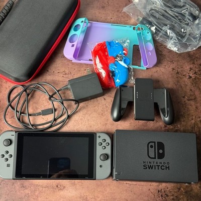Nintendo Switch HAC-001(-01) Gray Console Bundle with Dock Case and Accessories