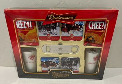 Vintage Budweiser Glass & Coaster Set w/Opener Cheez-It Collectible New Sealed!