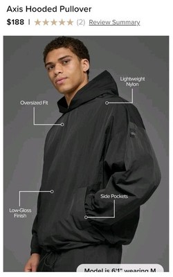 Alo Yoga Axis Pullover Hooded Jacket Black XL Men's Oversized