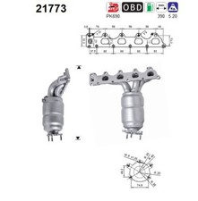 Katalysator AS 21773 für OPEL ZAFIRA FAMILY A05 MERIVA Großraumlimousine X03 A04