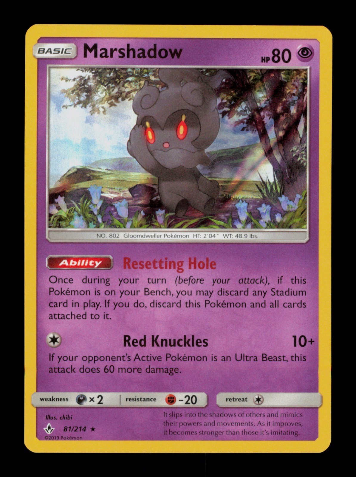 Marshadow 81/214 Pokemon Unbroken Bonds Holo Trading Card TC