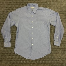 Vtg Brooks Brothers Dress Shirt Men 15.5 Blue White Checkered Made In USA