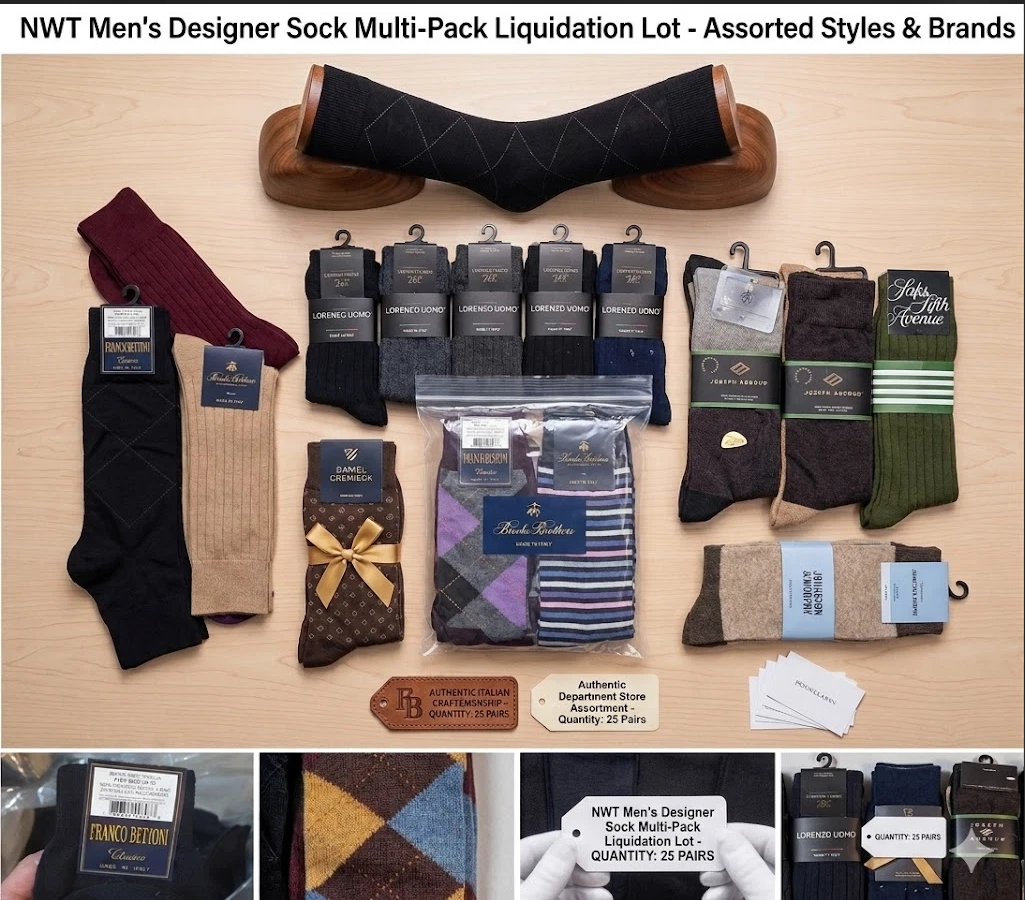 25 Pcs Men's Designer Dress Socks Bulk Lot Bloomingdale's NEW Wholesale