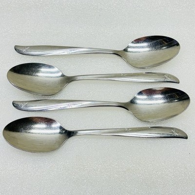 Set of 4  VTG  Oneida Community TWIN STAR 6-1/8'' Teaspoons Atomic Starburst MCM