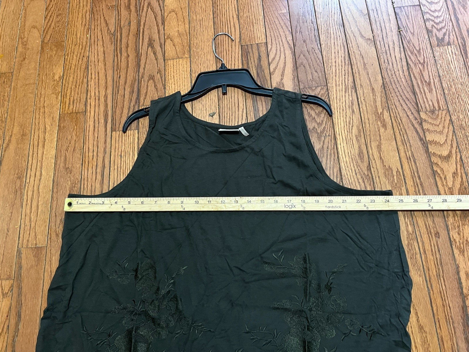 LOGO Lavish  Lace Bottom Tank W/ Lace 2X Stretch Lori Goldstein Dark Graphite