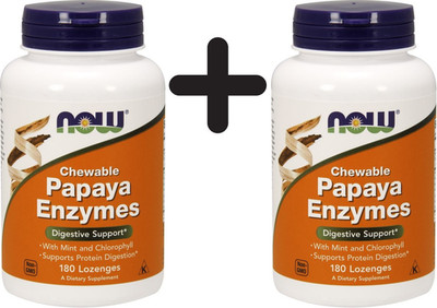 2 x NOW Foods Papaya Enzyme, Chewable - 180 lozenges (87,46 EUR/kg)