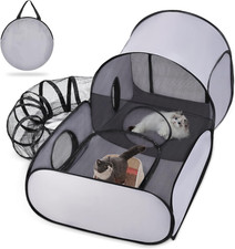 Pet Playpen with Surround Tunnel Cat Enclosure Tent Portable Medium