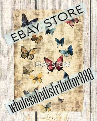 Multicolor Butterfly Collage Tin Plaque vintage mix home kitchen plaque