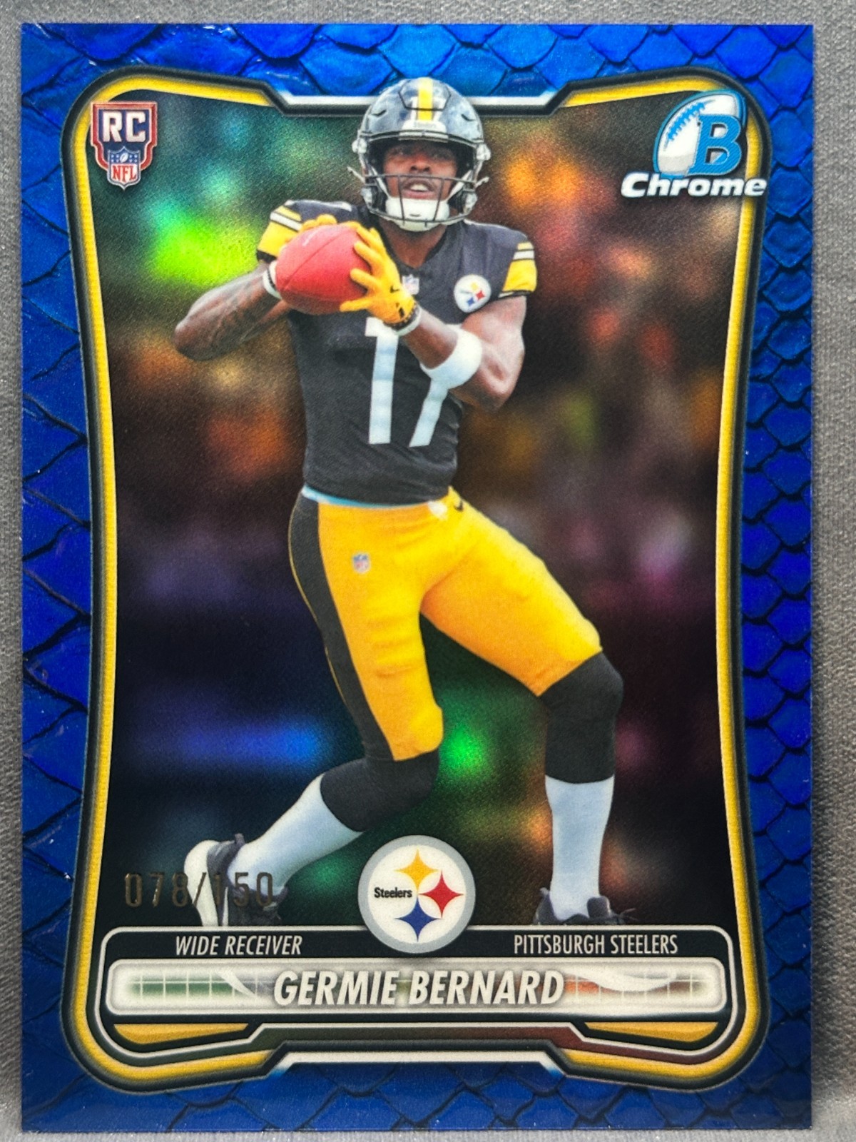 2026 Bowman Germie Bernard Chrome Blue #/150 Refractor Rookie Steelers RC