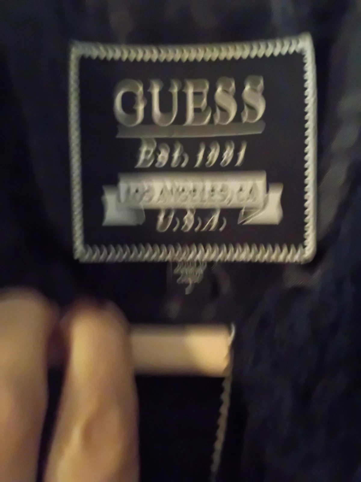 mens Guess black faux sherpa jacket L - product detail image 3