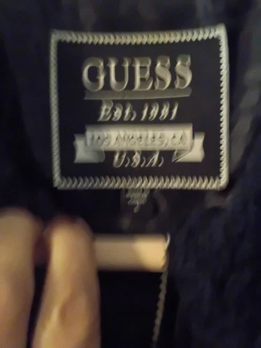 mens Guess black faux sherpa jacket L image 3