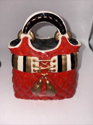 David's Red Purse Cookie Jar Ceramic