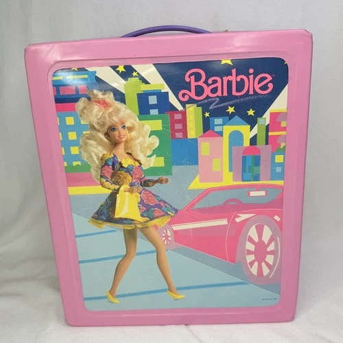 Vintage 1989 Mattel Barbie Doll Pink Carrying Case Trunk 80s