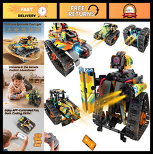 STEM Robot Building Kit - 5-in-1 Remote Control RC Car Toy for Kids 8-12, DIY Ed