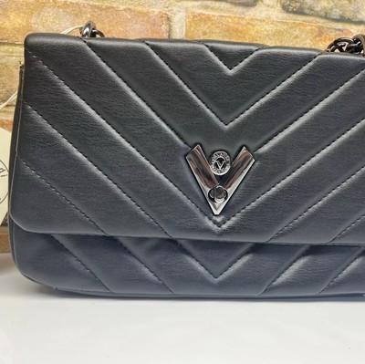 Valentino Orlandi Black Quilted GunMetal Chain Strap