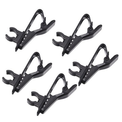 10Pcs Durable Black Lapel Lavalier Microphone Clips Iron Tie Clip for Voice Chat