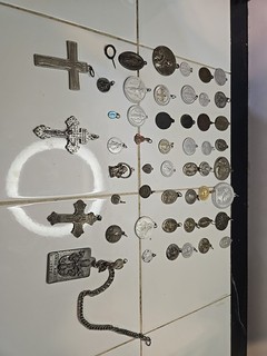 Lot of 52 vintage CATHOLIC religious pendant MEDALS PINS crucifix