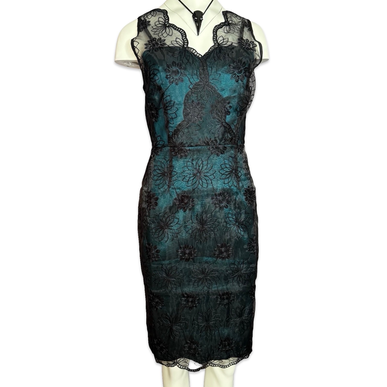 VOODOO VIXEN RETRO PIN UP 50s SIMONE LACE OVERLAY TAFFETA PENCIL DRESS DRA8086