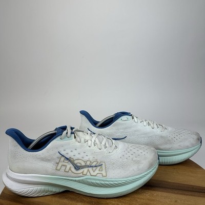 Mens Hoka One One Mach 6 White Mesh Athletic Running Sneakers Shoes Size 12 D