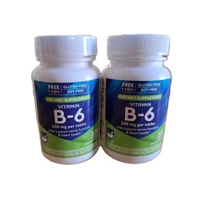 Lot of 2 Vitamin B-6 100mg 100 Tablets Each Sealed Exp 11/2027
