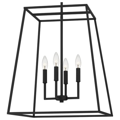 Quoizel PRC2818 Prescott 4 Light 18"W Taper Candle Pendant - Black - Picture 8 of 12