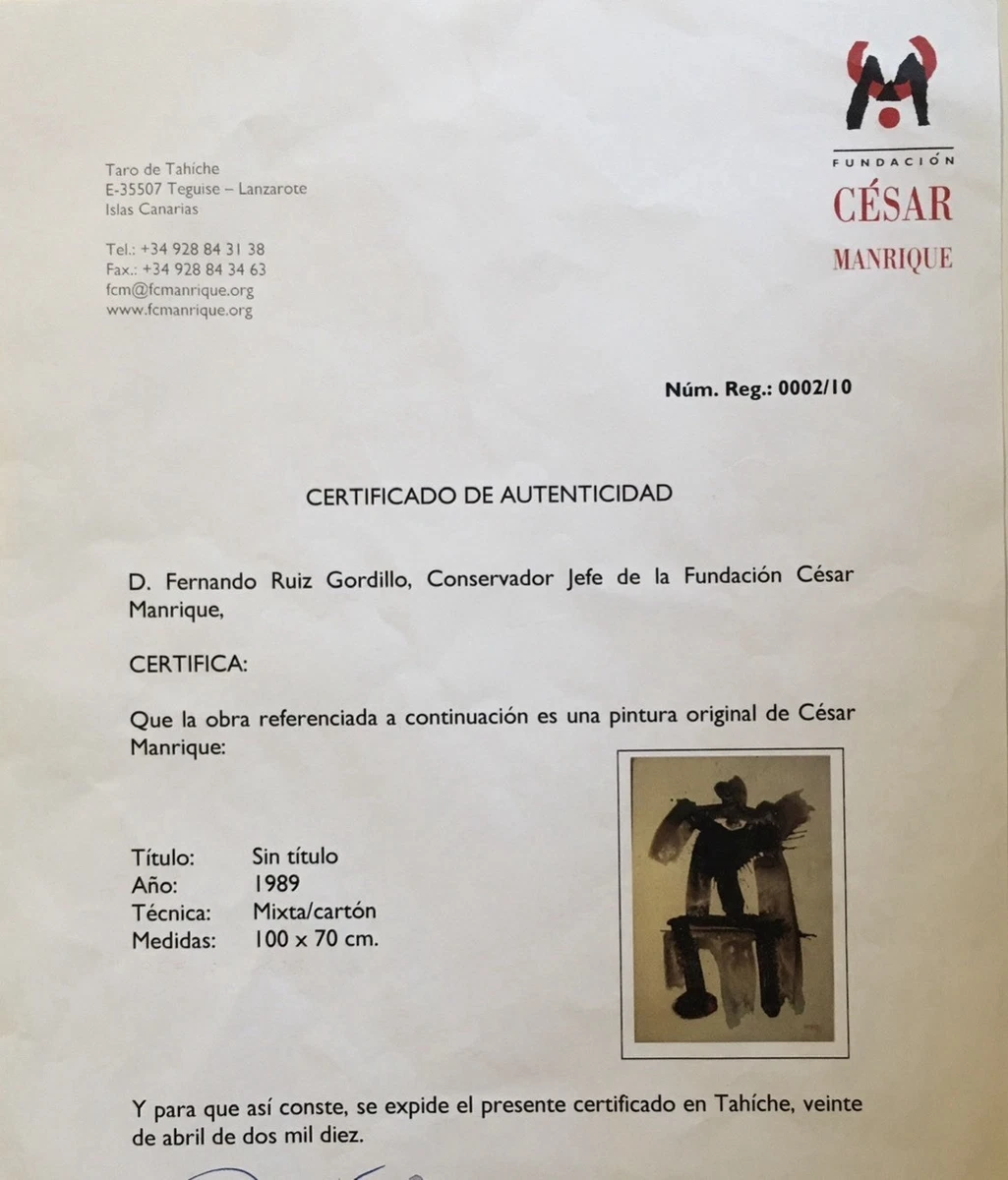 Cesar Manrique 1989. 100x70 cm. Vulcanología. Lanzarote.