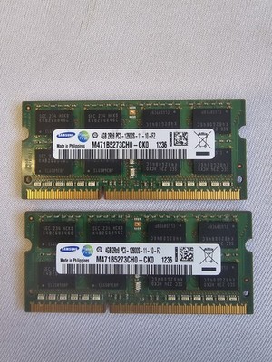 Lot of Two Samsung 4GB 2Rx8 PC3-12800S DDR3 SODIMM Laptop Memory M471B5273CH0