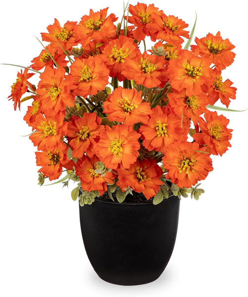Hollyone KüNstliche Mohnblumen Orange Kunstblumen Im Topf Klein, 30Cm Dekoblume-image