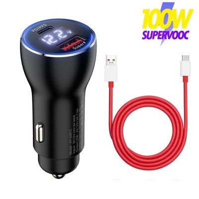 OnePlus 12 12R 100W SUPERVOOC Autoladegerät Kfz Adapter USB C Ladekabel