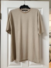 Vintage Y2K Alan Stuart Mens Golden Wheat Textured Knit T Shirt USA Made Size M