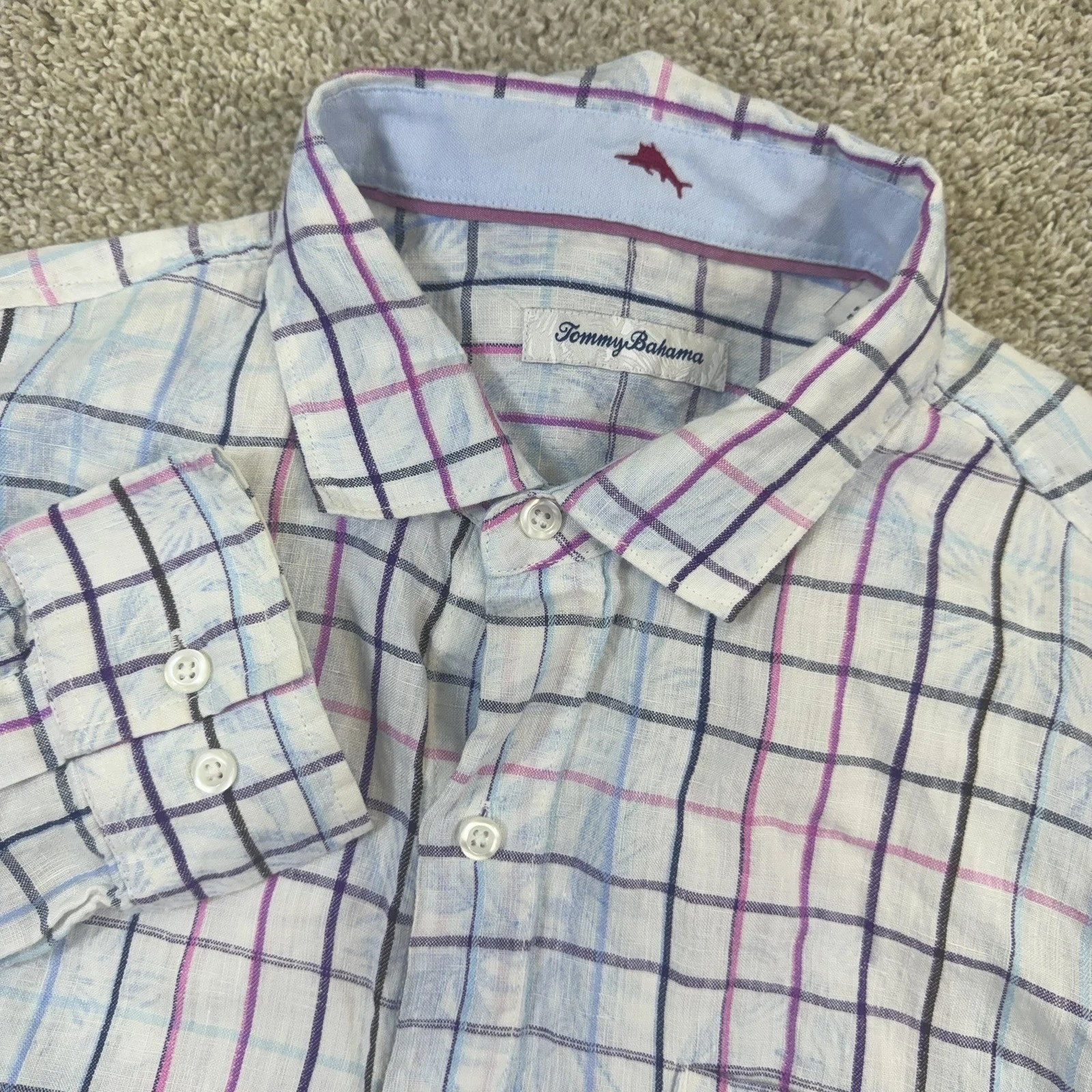 Tommy Bahama Button Down Shirt Men L White Plaid 100% Linen Long Sleeve Tropical
Opens in a new wind