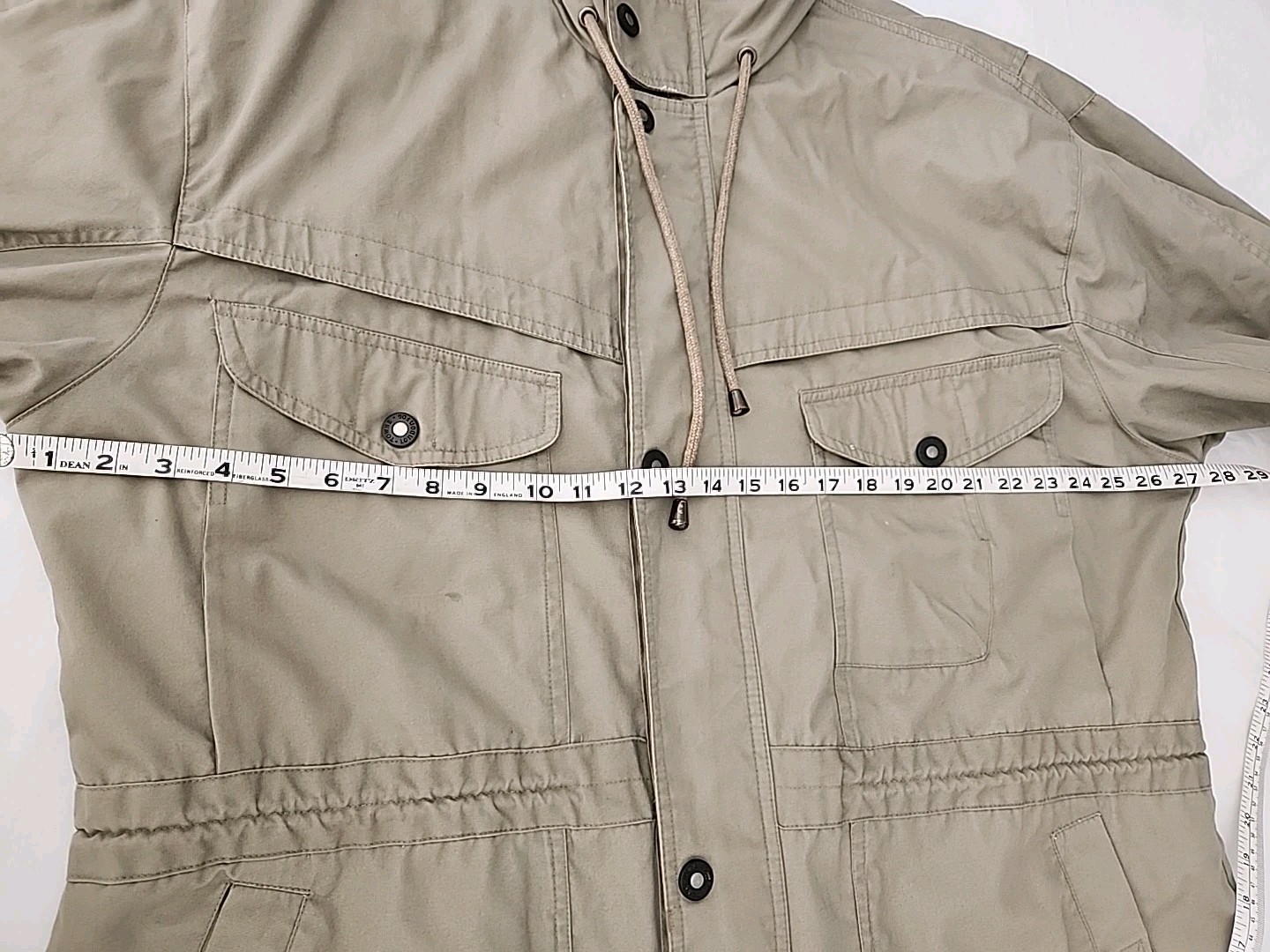 VTG London Fog Men's Large Towne Jacket Rain Parka Stowaway Hood Tan Classic 