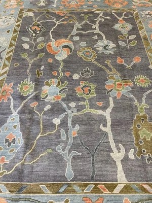 Turkish Tribal Hand Knotted Wool Oushak Rug 9x12 ft Soft Pile Livingroom Carpets