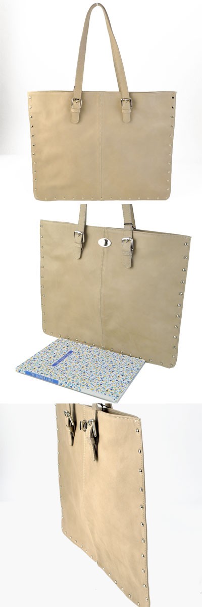 Clearance Sale Italian Import BECATO A4 Shoulder Bag Beige - Image 4