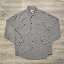 Original Island Sport Shirt Mens Large Gray Rayon Blend Pockets Long Sleeve